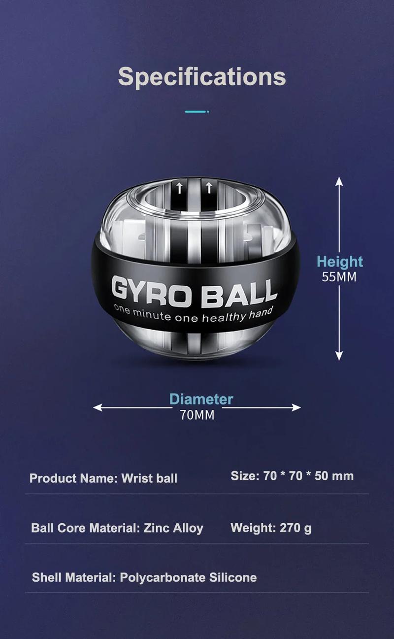 Product Introduction of 1pc Gyro Ball Wrist Ball Power Trainer Ball Strengthener and Forearm Strengthening Exerciser Home Gym Fitness Equipment 7