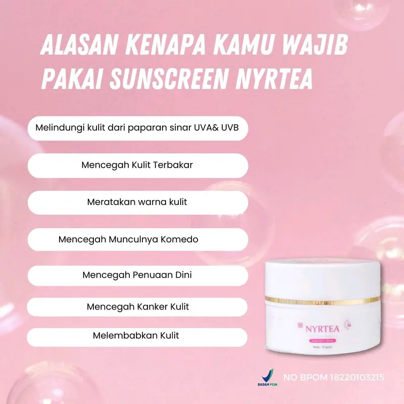 Sunscreen Nyrtea Cream SPF 30 Original BPOM 100% Asli 6