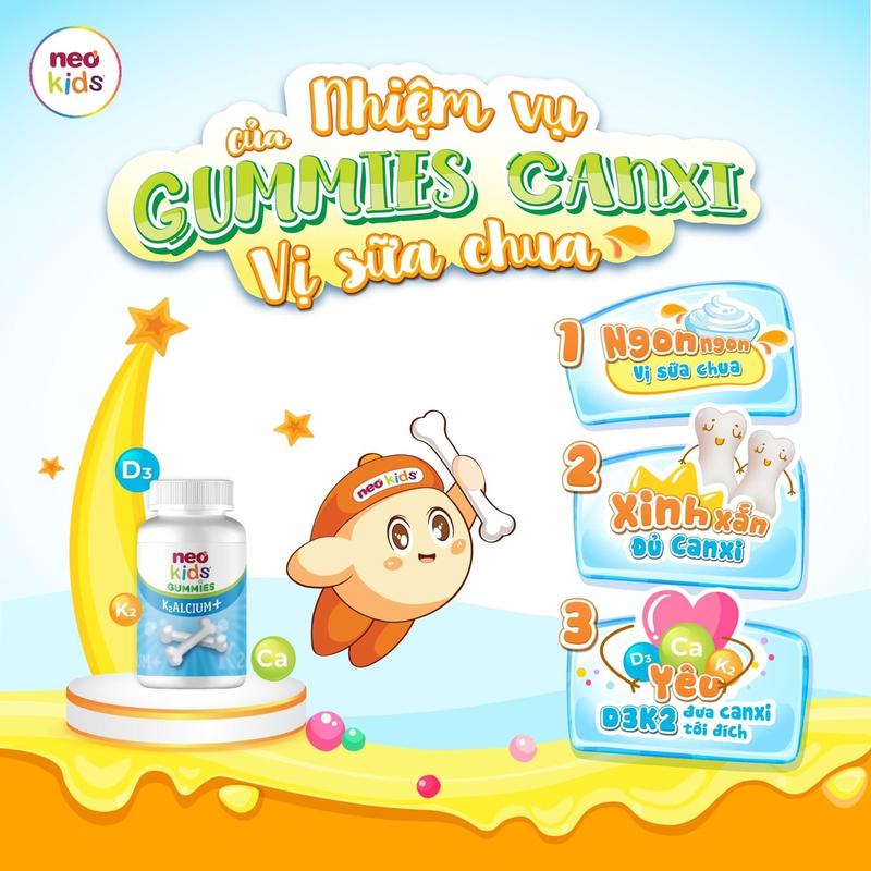 Product Introduction of Gummies canxi vị sữa chua Neokids hộp 60 viên 1
