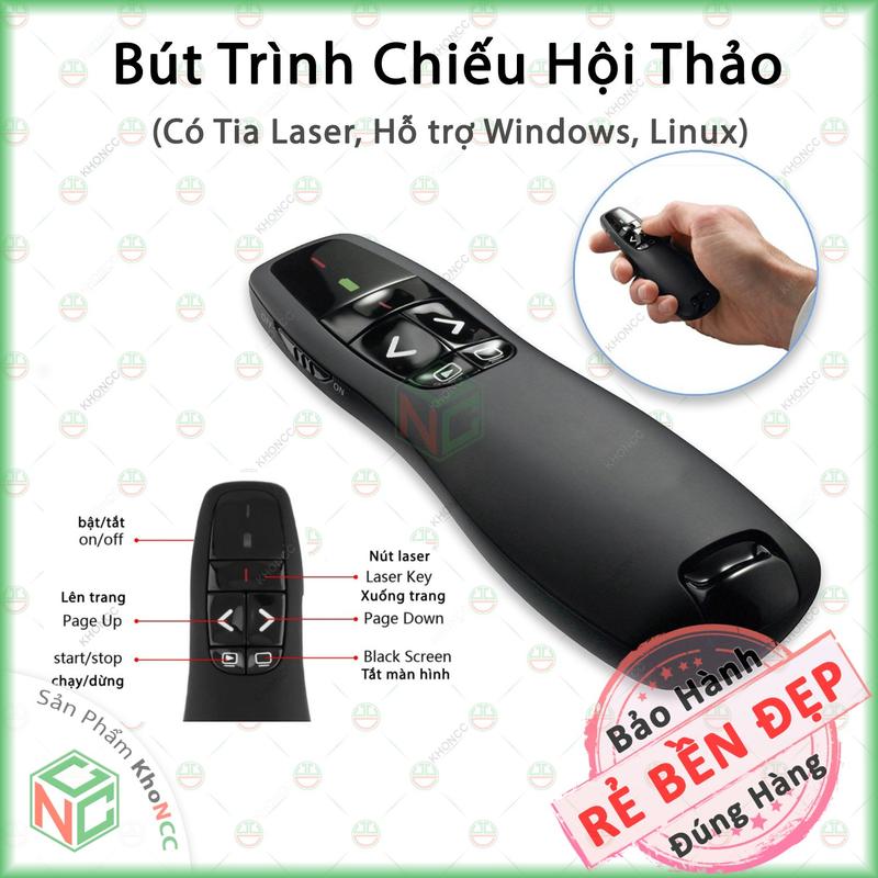 [KhoNCC] Bút Chỉ Laser Trình Chiếu Điều Khiển Từ Xa R400 2.4ghz Dùng Khi Thuyết Trình PowerPoint - NQT-R400-BLTT
