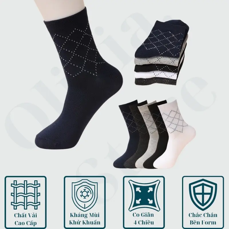 Hộp 5 Đôi Tất dài nam cao cấp,lịch sự Menswear 1