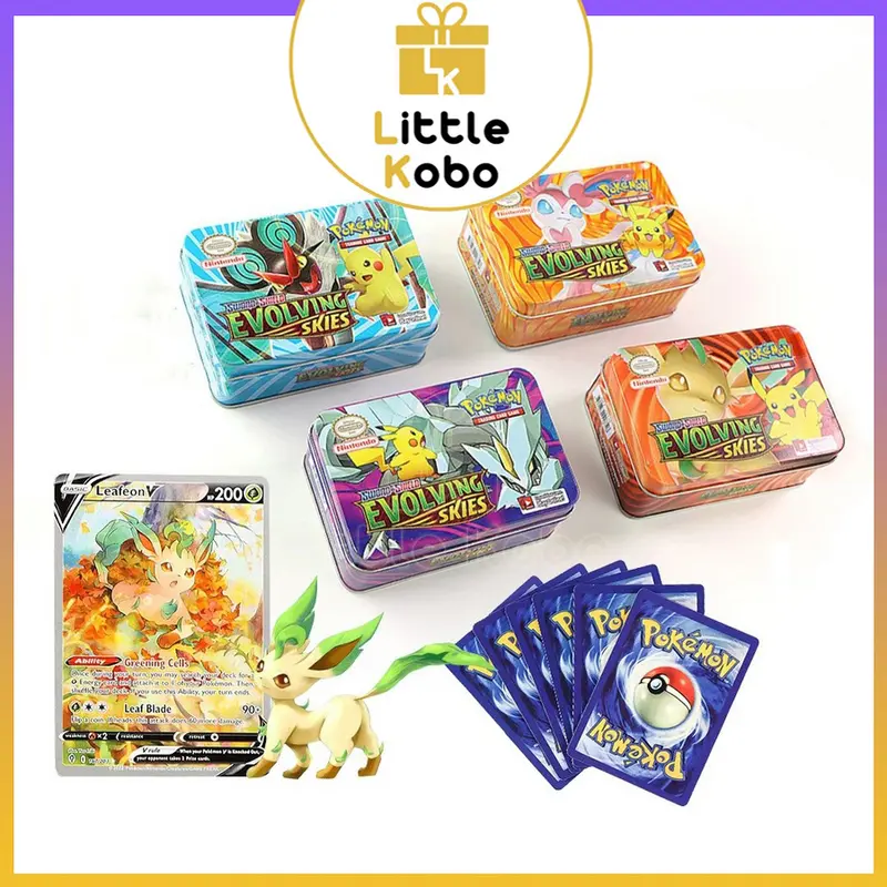 Bài Poke.mon Hộp Sắt 42 Thẻ Tặng Kèm 1 Thẻ Vip Poke.mon Hộp Thiếc Đồ Chơi Trẻ Em Xả Stress Sưu Tầm Giải Trí Board Game Thẻ Bài Bộ Bài Cards 2