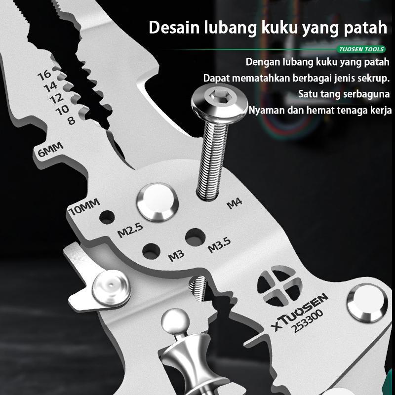 Tang Lipat 28 in 1 Pemotong Kabel Multifungsi Anti Shock Bahan Krom Vanadium Kawat Tang Dekrustasi Kabel Pengupas 27 Fungsi Ergonomis dengan Desain Lipat dan Pegangan Nyaman（Barang yang dikembalikan rusak atau hilang.）