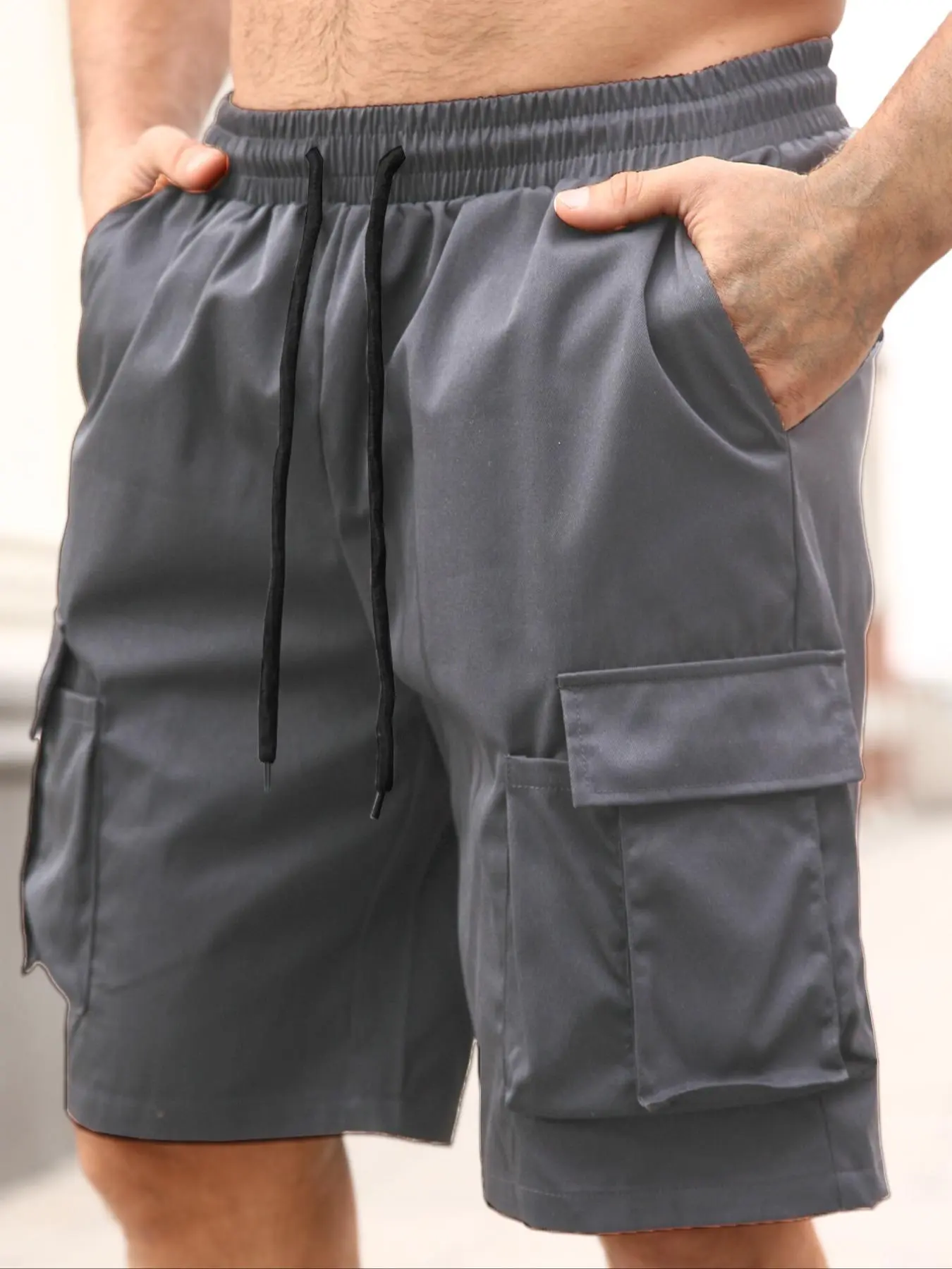 Men's Solid Color Flap Pocket Cargo Shorts, Loose Casual Comfy Breathable Shorts for Summer, Men's Bottoms for Daily Wear