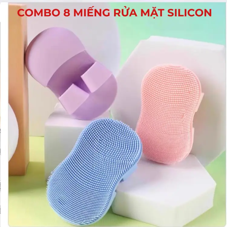 COMBO 8 Miếng Rửa Mặt SILICON Màu ngẫu nhiên, Xỏ Ngón Tay Tẩy Tế Bào Chết, Massa Mặt, Nhỏ Gọn, Tiện Lợi 7