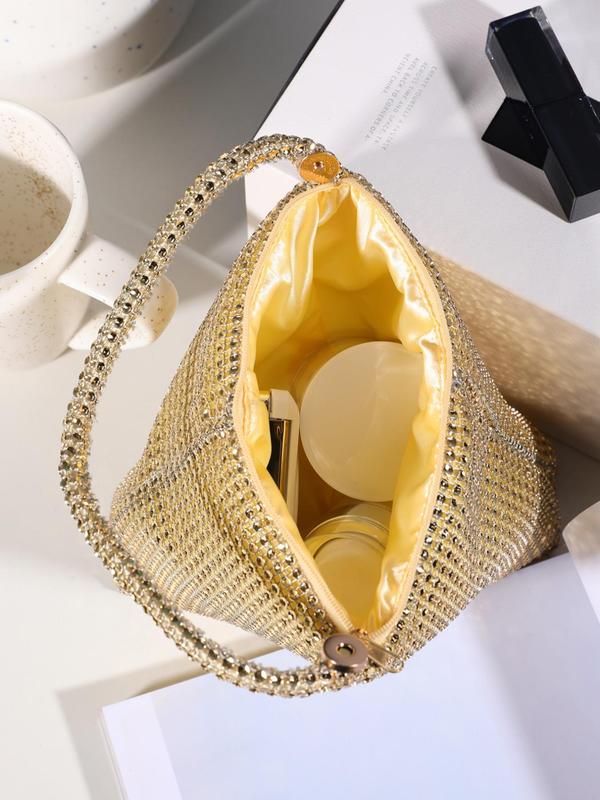 Women's Elegant Glitter Sequined Party Evening Bag With Zipper, Geometric Design Glamorous Bling Mini Clutch Purse For Wedding Party 3