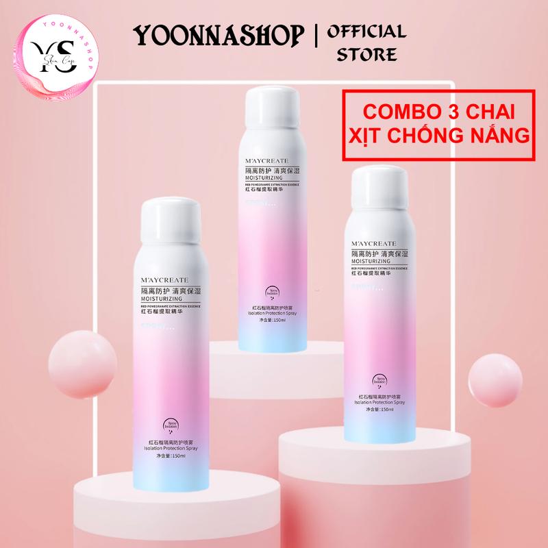 COMBO 3 Chai Kem Chống Nắng Body Dạng Xịt MAYCREATE 150ml A1