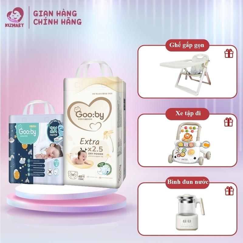(Quà to) Combo 4 Tã/bỉm quần dán Gooby ngày - đêm chống tràn, an toàn, siêu thấm hút size NB/S/M/L/XL/XXL cho bé từ 4-20kg 1