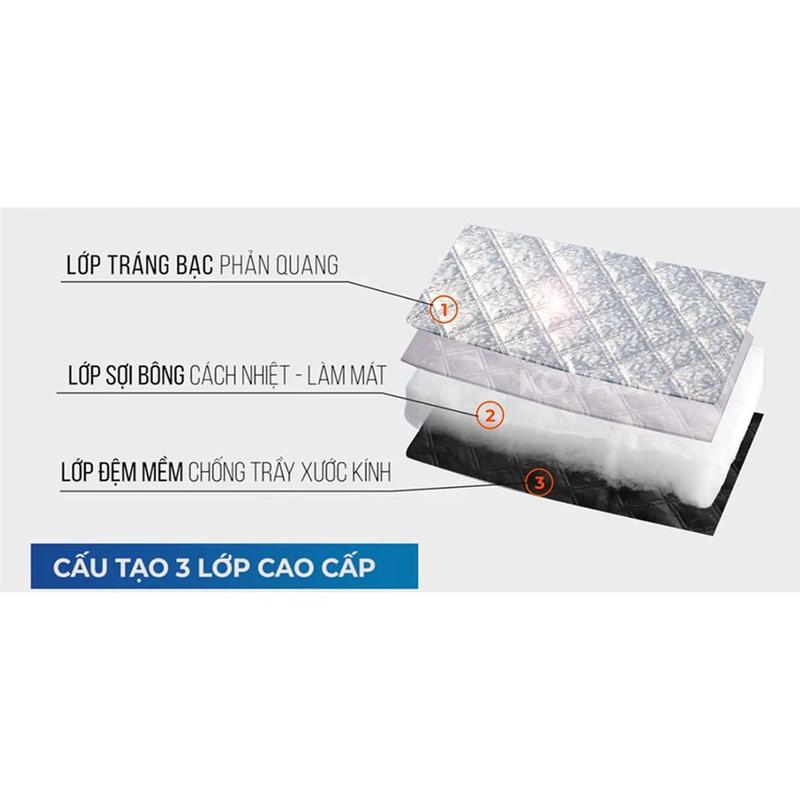 Bạt Phủ Che Nắng Kính Lái Ô Tô, Xe Hơi Chống Nóng Hiệu Quả 3 Lớp Tráng bạċ Cao Cấp 3