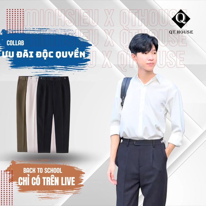 Quần âu nam Qthouse sidetab cạp cao dáng baggy Menswear Pants Có Túi