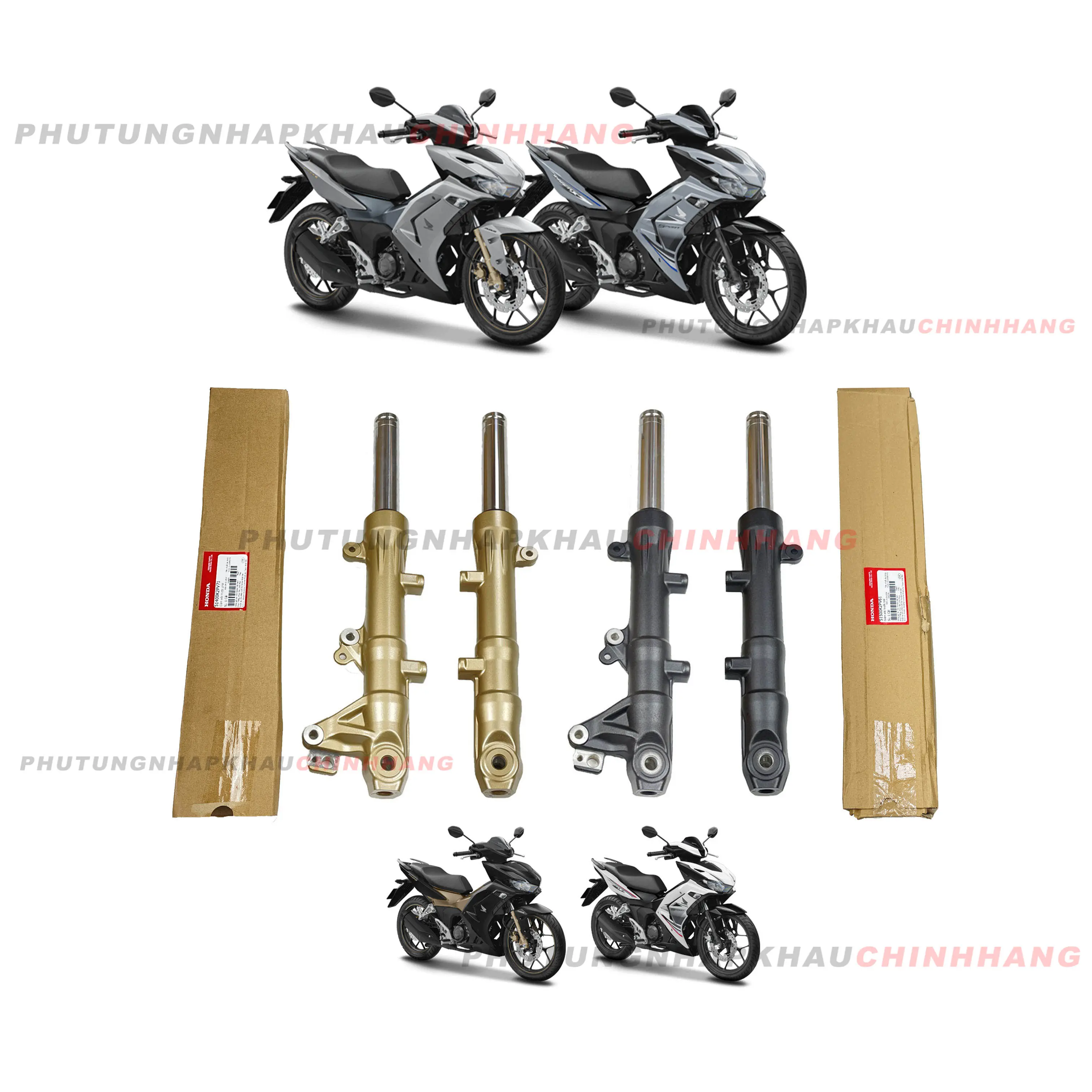 Phuộc trước Winner X V3 V4 ABS CBS chính hãng Honda, Thụt nhún giảm xóc Winner 150 2023 2024 - 51400K2P / 51500K2P
