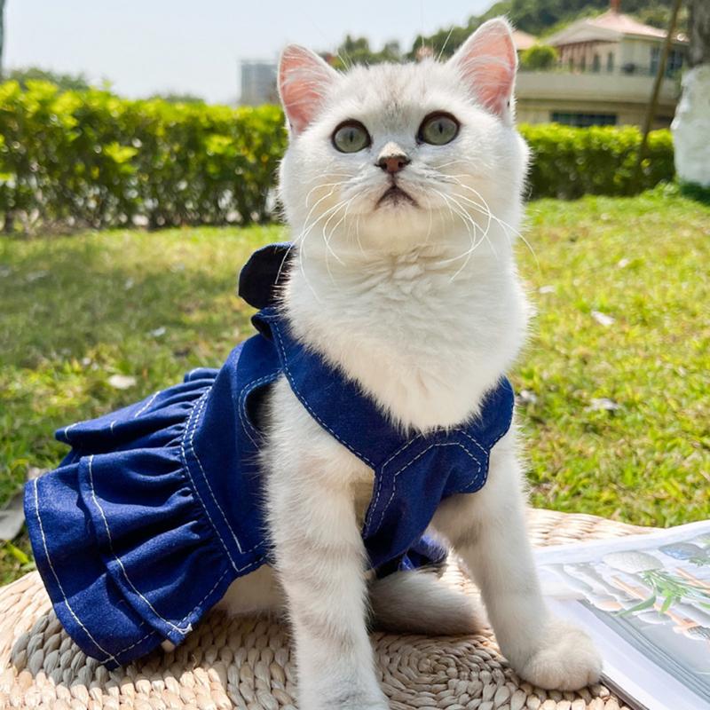 Kejixsa-Váy Denim Phong Cách Thú Cưng, Áo Vest Ngoài Trời, Quần Áo Không Tay Cho Chó Con, Quần Áo Bó Sát 7