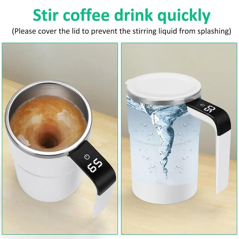 380ML Self Stirring Coffee Cup, USB Rechargeable Smart Magnetic Stirring Coffee Cup, Automatic Mixing Cup for Coffee, Hot Chocolate, Milk, Cream, Drinkware 5