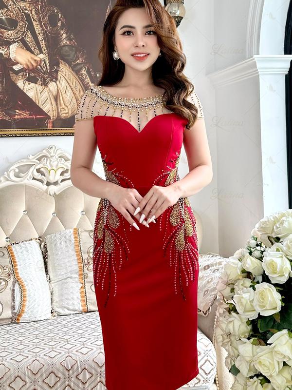 CECELIA - 5065 - ĐẦM TIỆC BODY HỌA TIẾT HIỆN ĐẠI 1