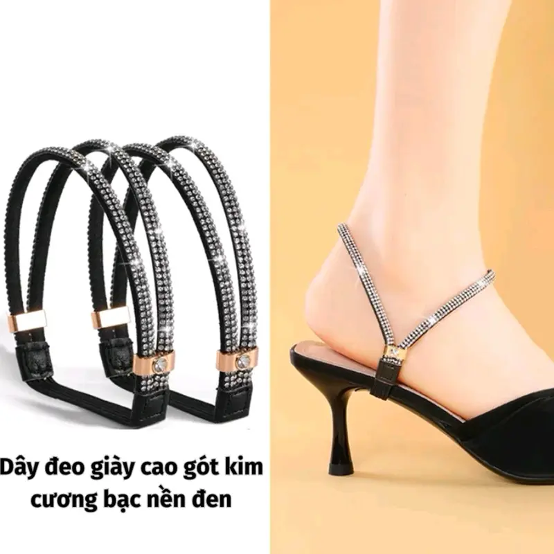 Quai giày chống rộng chống tuột gót chân đính đá sang trọng dây  cố định cao 0