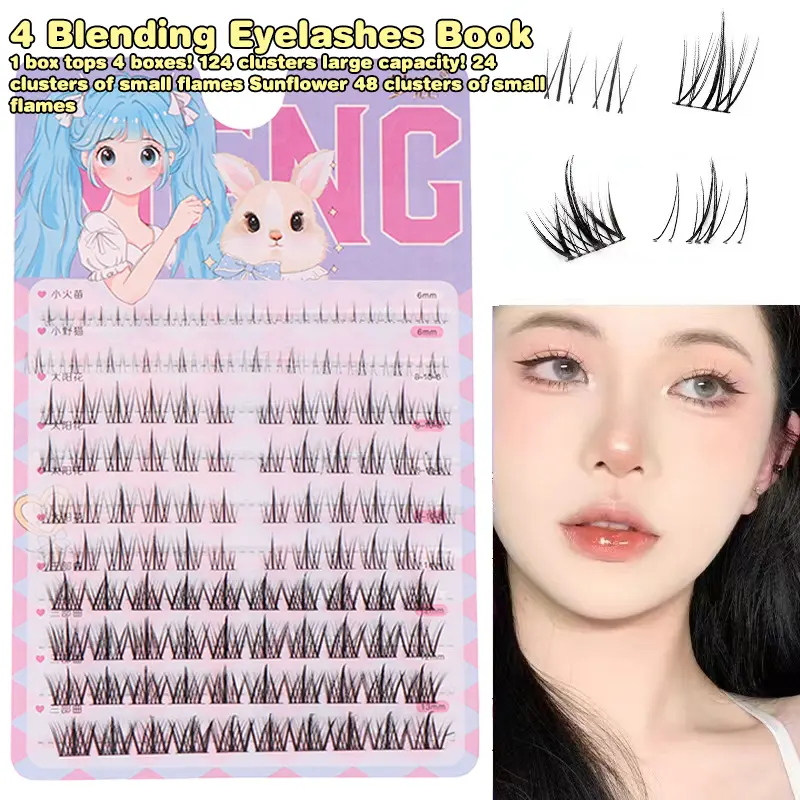 124 Pcs Manga Lashes Thick Little Devil Individual Lash Clusters ...