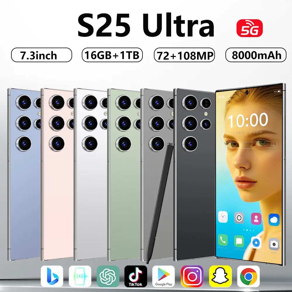 [ 2025 New Produk ] Điện thoại di động mới Samsng Galay S25 Ultra Điện thoại android 7.3inch Màn hình chất lượng cao 16GB+1TB Kho lưu trữ lớn 8000mAh Nhanh lên nạp, Gaming phone COD