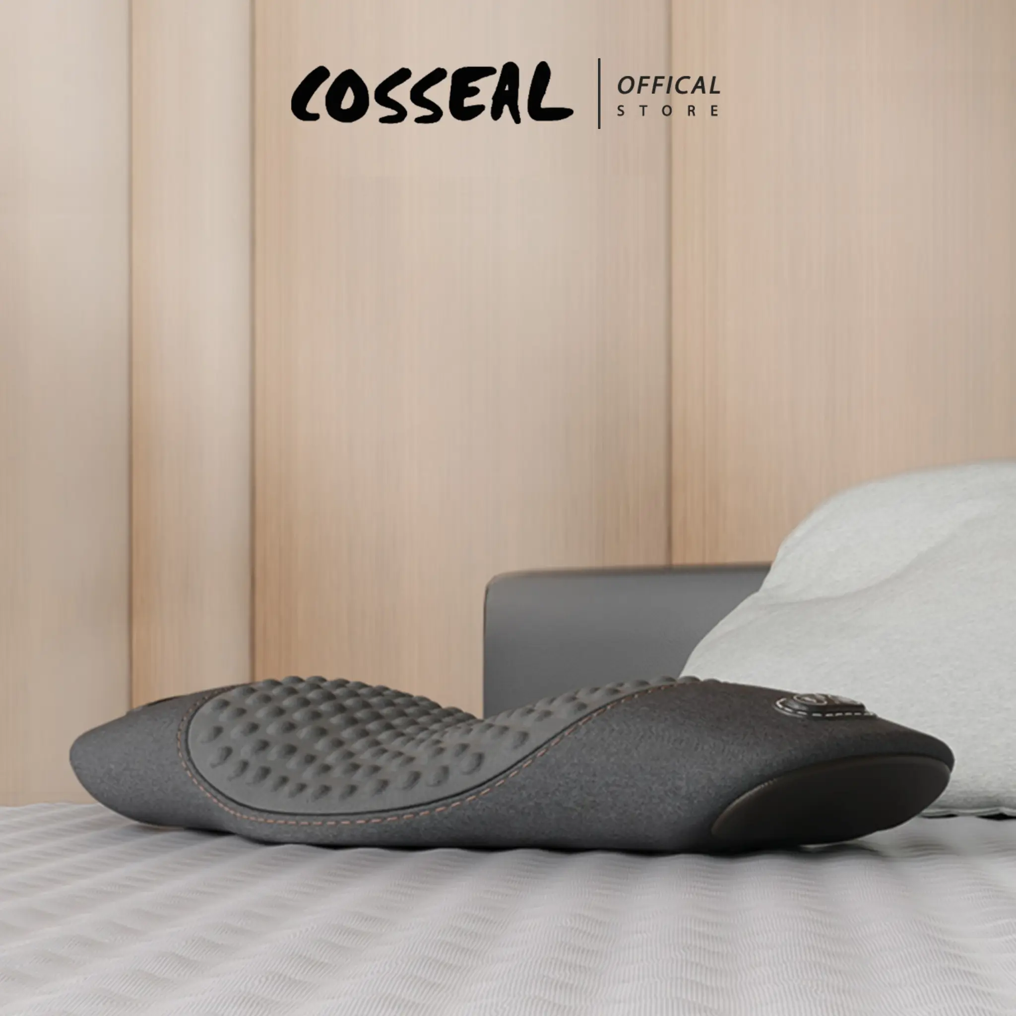 Cosseal Gối Kê Lưng Tích Hợp Massage Chườm Nóng, Đệm Lưng Chống Đau Lưng, Thoát Vị Đĩa Đệm, Giảm Đau Cột Sống