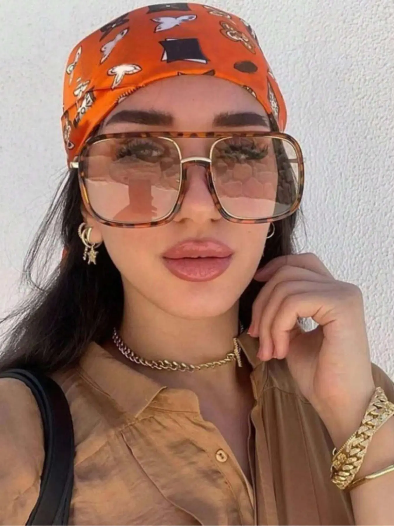 Unisex Street Style Tortoise Pattern Flat Top Frame Sunglasses, Trendy Casual Sunglasses for Everyday Use, Fashion Accessories for Outdoor Activities