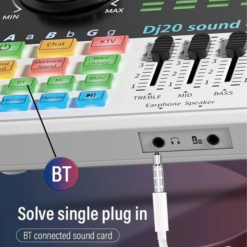 Live Streaming Audio Mixer & Pro-BM800 Microphone, Bluetooth-compatible Audio Interface, Mute Button, Individual Controls, Volume Faders, Noise Cancellation Audio Mixer 7