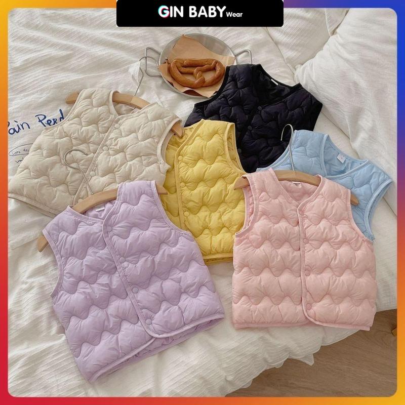 Áo Gile Phao Cúc bấm cho bé trai bé gái Chất Siêu nhẹ cúc bấm cho bé từ 9kg-24kg