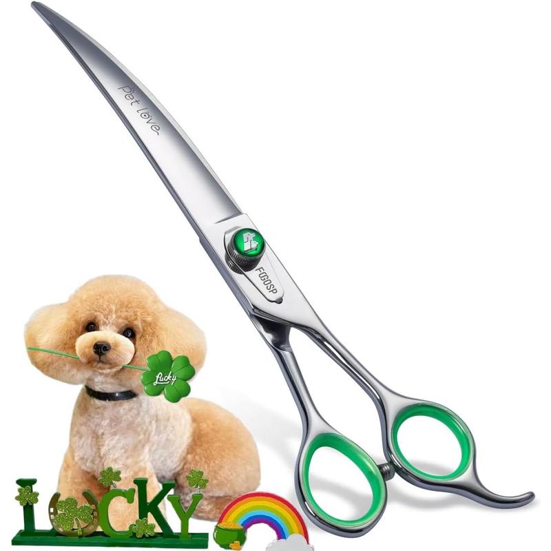 TikTok Shop Professional Curved Dog Grooming Scissors 7.0 inch Downward Master Curved Grooming Shears for Dogs Pet Cat 30 Degree Japanese 440C Stainless Steel