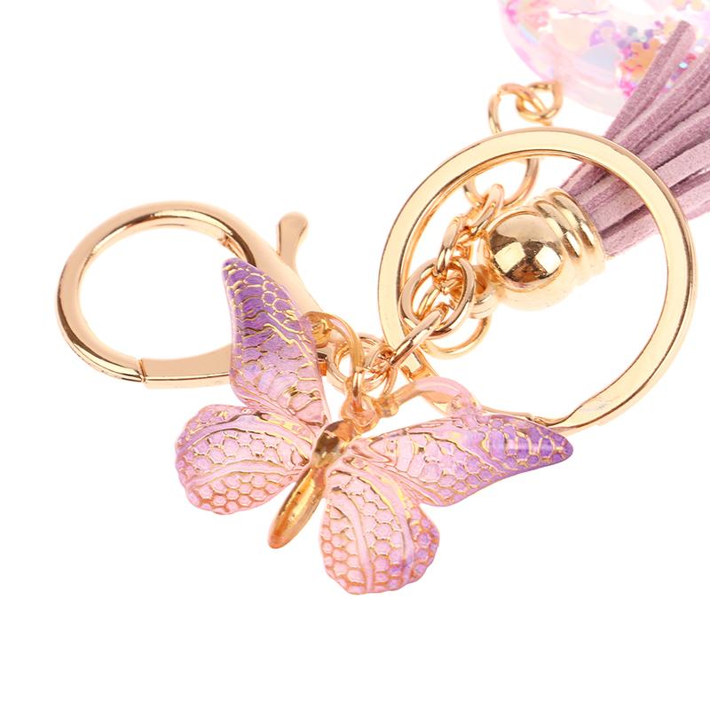 Product Introduction of A-Z Dreamy Sequin Letters Keychain For Women Tassel Butterfly Pendant Keyring  Bags  Car Key Chain 18