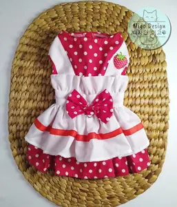 [Migo Design 72] Baju Dress Strawberry Kucing/ Anjing Princess Maid Pelayan Edition Cosplay Polkadot Merah Putih / Pakaian AnaBul Kucing/  Anjing  Hewan Peliharaan Jantan Betina / Pet Costume Clothes Kostum Dress Pesta