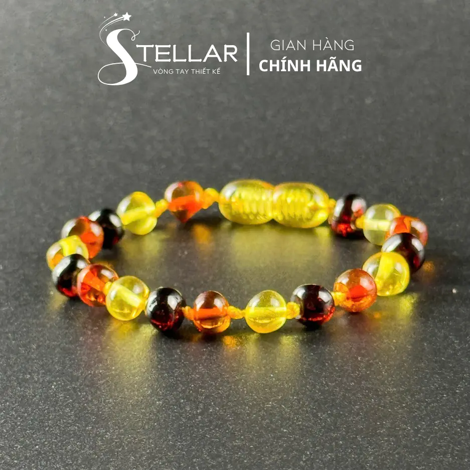 Vòng Tay Lắc Chân Hổ Phách Stellar Amber Cho Bé Hổ Phách Thiên Nhiên Bình An Sức Khoẻ.