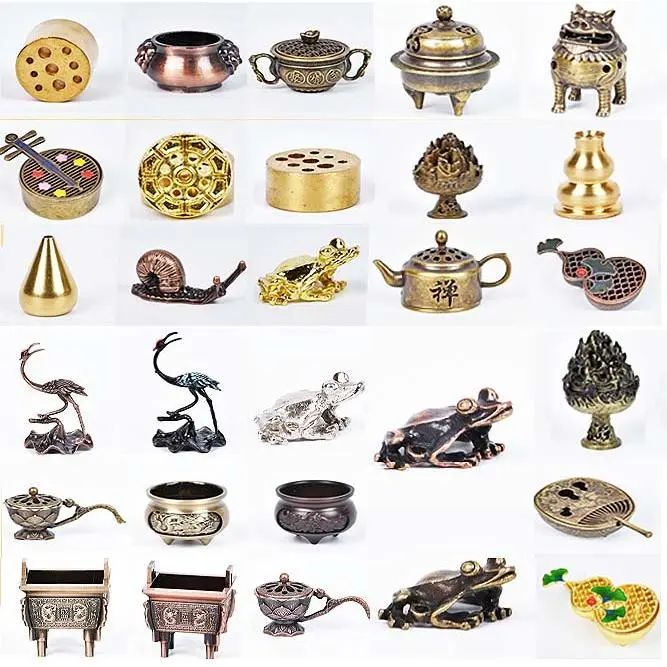 Creative Pure Copper Alloy Small Incense Holder Agarwood Sandalwood Incense Coil Incense Incense Holder Small Ornaments Tea Room Office(No Delivery For Single Order)