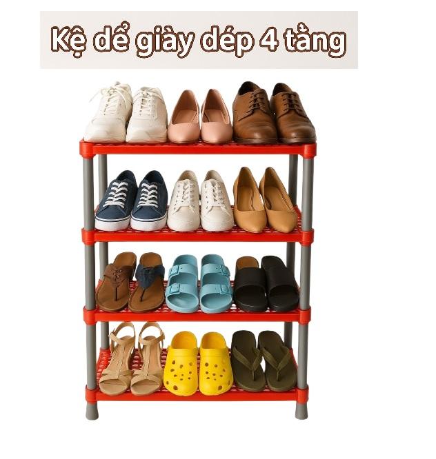 Kệ giày dép 3 tầng, 4 tầng bằng nhựa - kệ để giày dép tự tháo lắp Hàng Việt Nam - Kệ Đựng Giày Kitchen