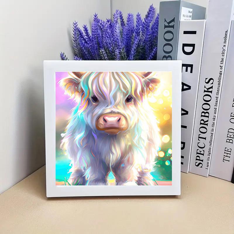 Highland Cow Pattern DIY Diamond Painting Kit without Frame, 6 Counts/Set 5D Diamond Painting Cross Stitch Kit, DIY Decor Painting for Bedroom Living Room 4