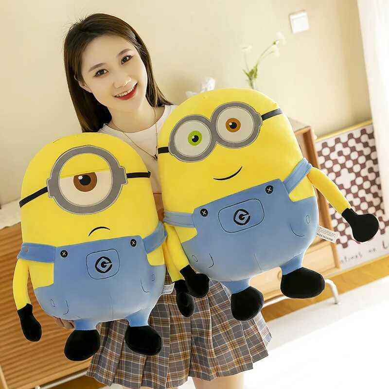 Product Introduction of Minions Movie Periphery Yellow Bob Stuart Stuffed Toys In Jeans Soft Dolls Pillow Decoration Children Birthday Gift 4