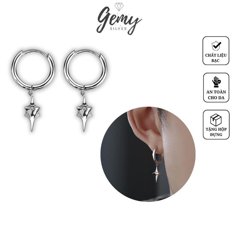 Khuyên tai tròn nam hình ngôi sao treo bạc 925 Starlight (1 chiếc) | GEMY SILVER KN66