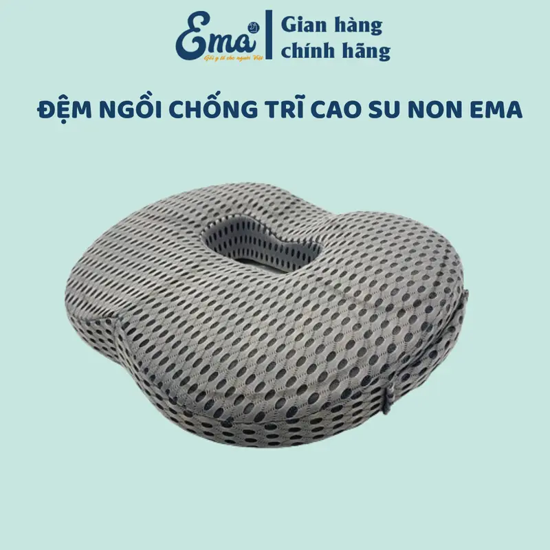Đệm ngồi chống trĩ Ema thế hệ mới - Ruột cao su non đục lỗ thoáng khí, tạo tư thế ngồi thoải mái 0