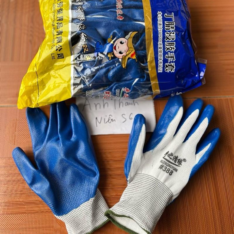 Combo 12 đôi Găng Tay Phủ Sơn Xanh mã 388 hàng tầm trung cho anh em làm việc lao động ( Shop Anh Thanh Niên S6 )