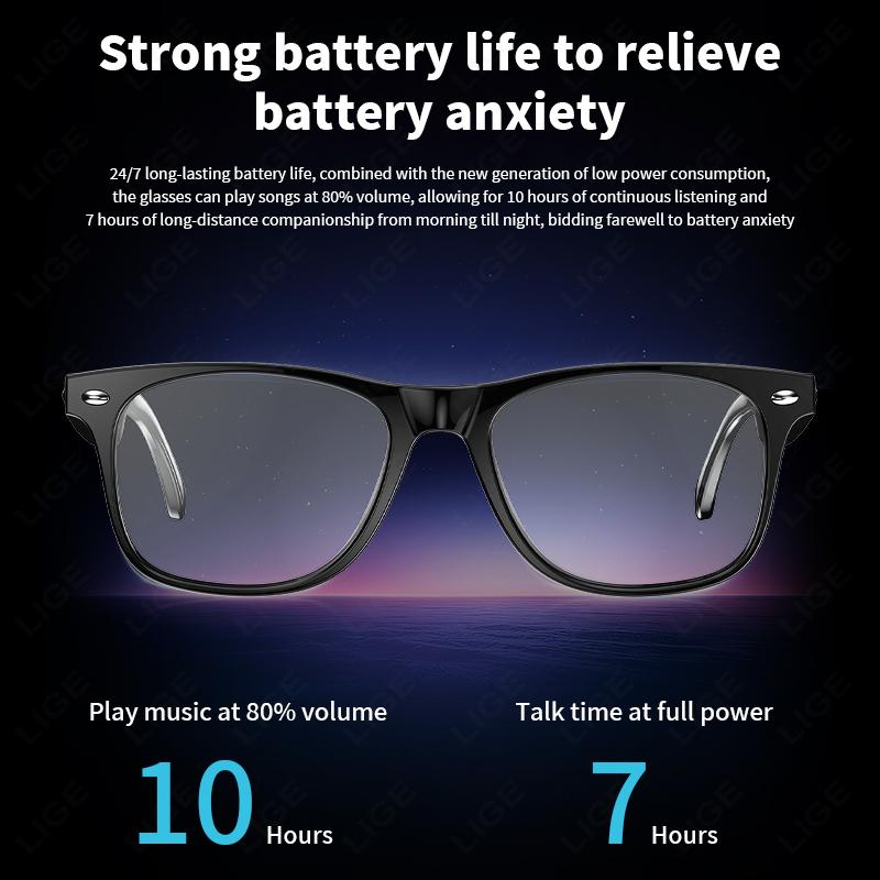 LIGE New Smart Glasses AI Intelligent Real-time Translation Bluetooth Sunglasses Outdoor Sport Earphone Calling Music Eyeglasses - Image 4