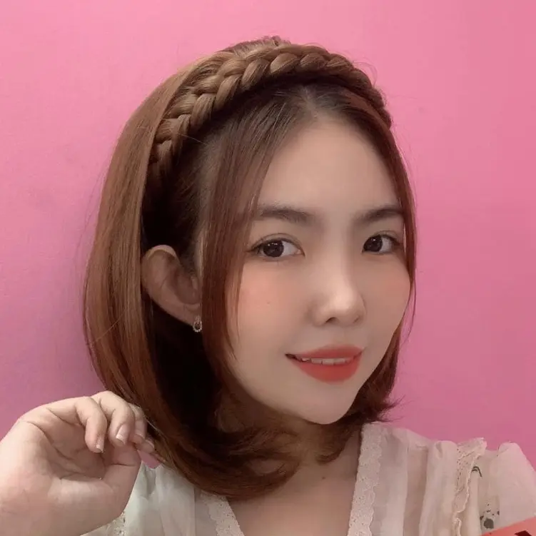 Tóc cài cúp ngắn 35cm, chất liệu sợi tơ mềm mượt giả Wig Women 2