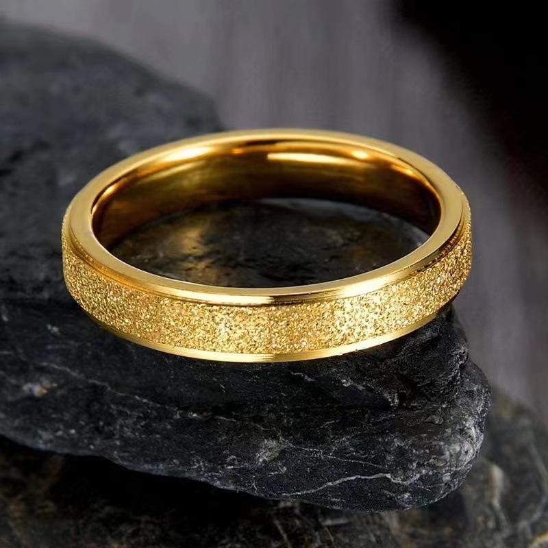 Product Introduction of Cincin Tertutup, Keluli Titanium, Berkabut Emas, Reka Bentuk Mudah dan Mampu Milik, Saiz 4MM, Barang Kemas Cincin Pasangan, Jualan Panas Rings 5