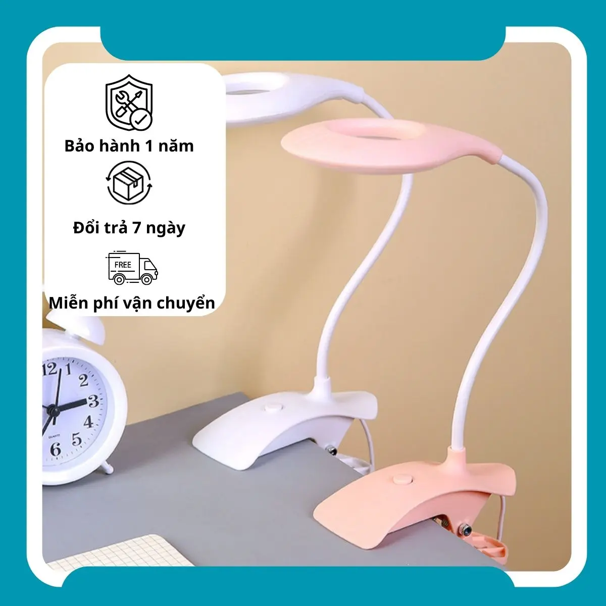Đèn led kẹp bàn đầu sạc USB chống cận thị, đèn học kẹp bàn đọc sách tiện ích