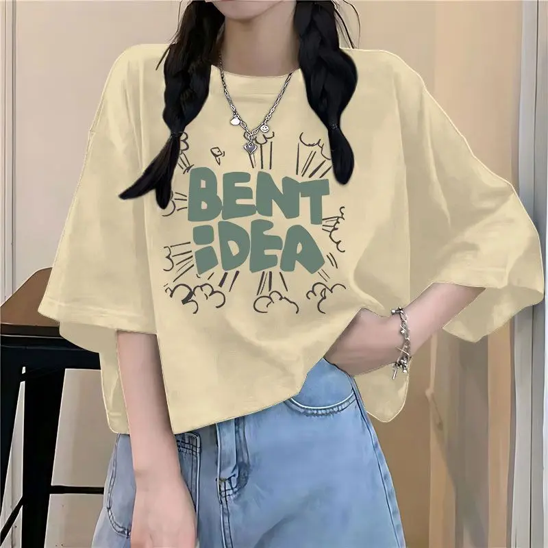 Áo Thun Nữ Thiết Kế Dáng Rộng Rãi, Dễ Thương Và Gợi Cảm, Hàng Mới Về, Cạp Cao, ngắn Tay, ngắn Tay, Thời Trang, Dễ Phối Đồ, Tay Lửng Thời Trang Ins, Thích Hợp Cho Mùa Hè