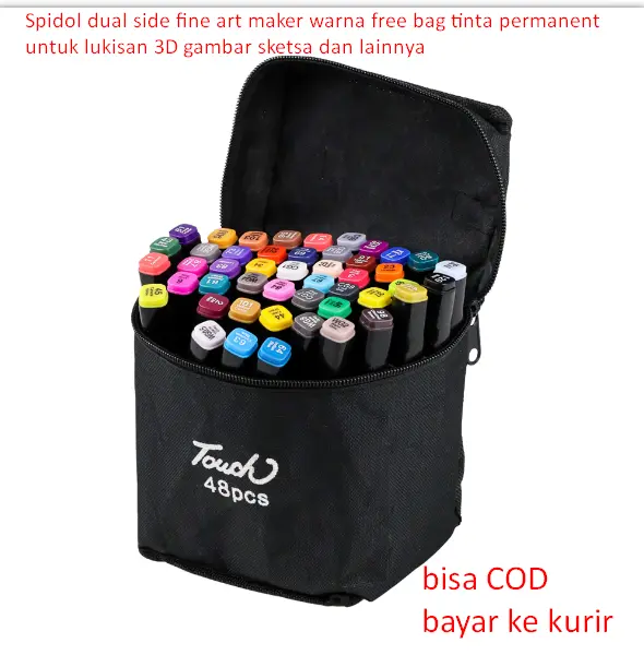 Spidol dual side fine art maker warna free bag tinta permanent untuk lukisan 3D gambar sketsa dan lainnya