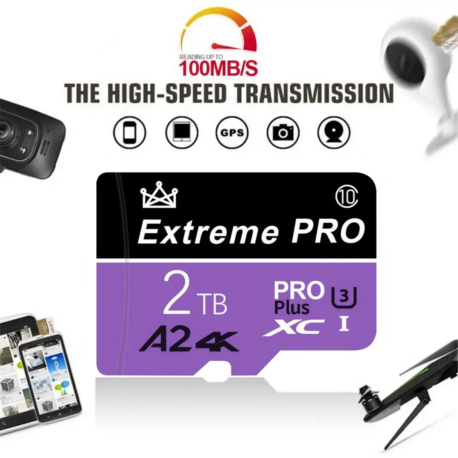 External Memory Card Ultra-thin SD-Card 70-100 mb/s Reading Speed Data Storage 64GB 128GB 256GB 512GB 1TB 2TB Micro Flash Drive Card for Camera Laptop Phone