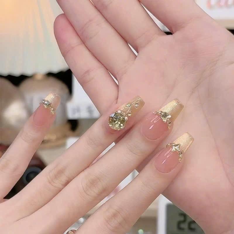Mã M47 mẫu nail giả đính đá kem đầy đủ phụ kiện  Làm Nail