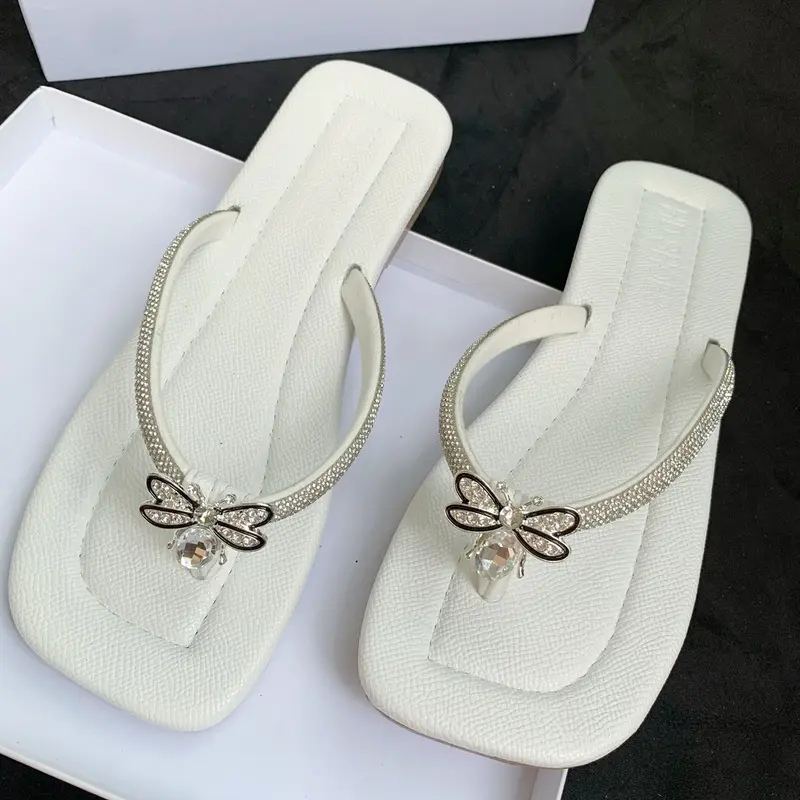 [ T42] Dép Bệt HD SHOES- Dép kẹp quai đá xoàn sáng dày dặn  đính nơ đá sang xịn, đế TPR chống trơn trượt Nữ DéP GiàY Đồng Sandal Nhung 6