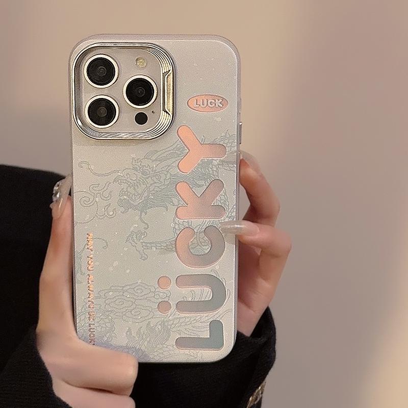 Product Introduction of Couple Laser Dragon Pattern English for 14promax Phone Case Iphone16 Electroplating Protector Cover Protector Cover Casing Shockproof Protective 6