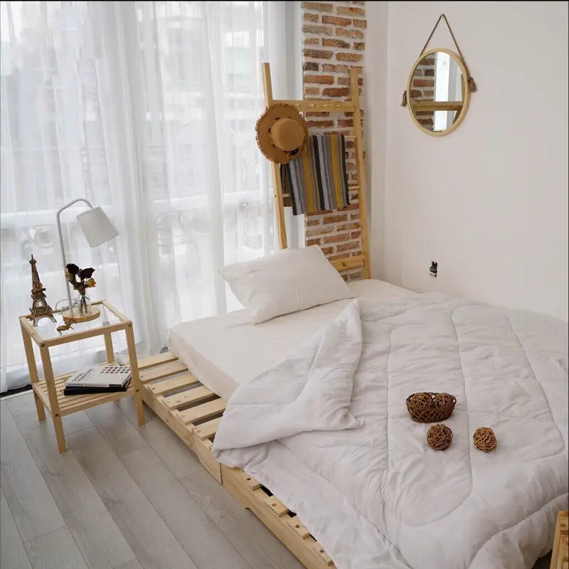 Giường Pallet Gỗ Thông- 2 kích thước giường Đơn (gỗ mới, nói không với gỗ tái sử dụng). Hiện đại. 2