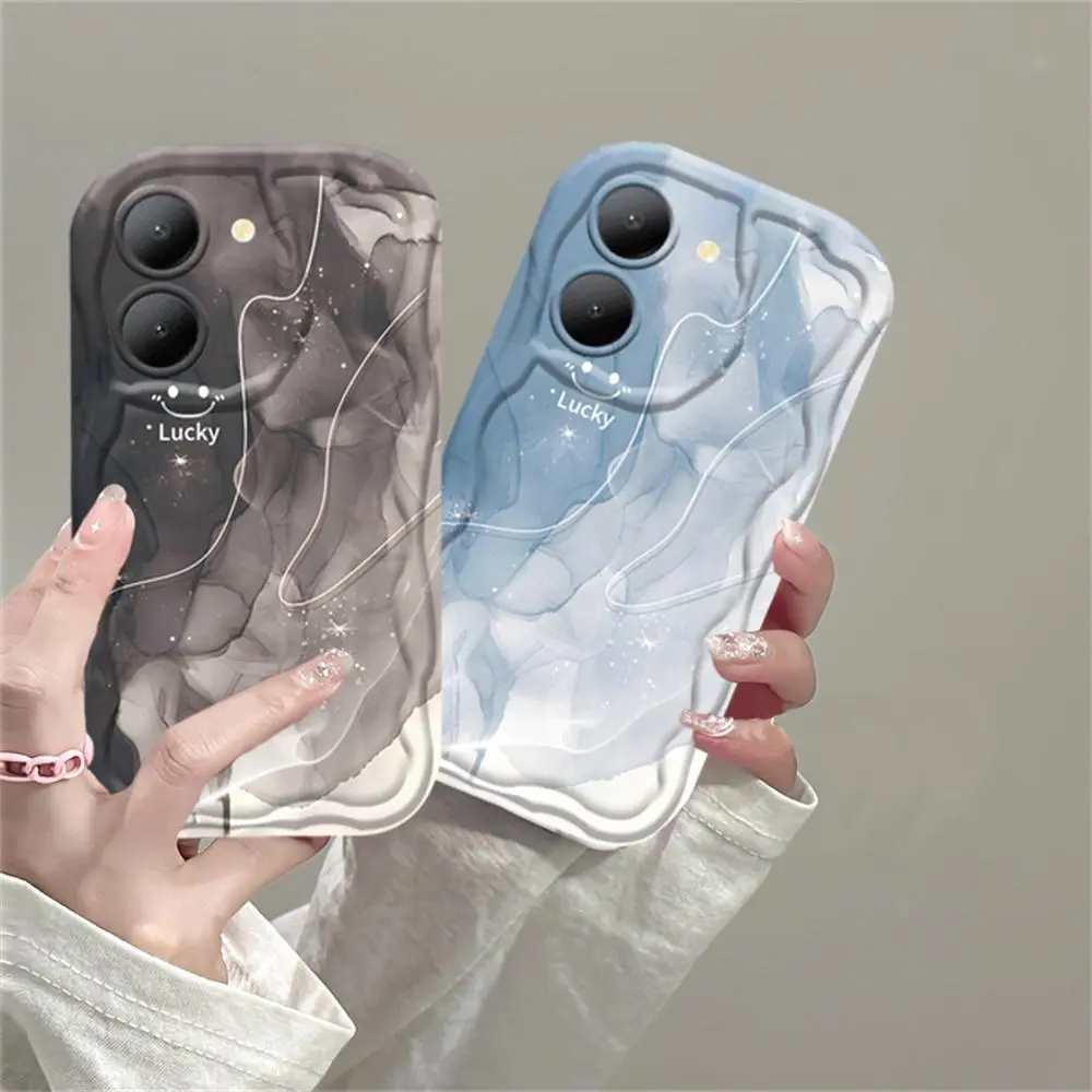 Casing hp ViVO Y27 Y36 Y17S Y16 Y15s Y12S Y02 Y22 Y21 Y20 Y02A Y02T Y35 Y11 Y17 Y15 Y12 Y30i  Y20s Y22s Y21A Y12i Y21s Y15A Y33s Y31 Y51 Y91C Y91 Casing Sampul Lembut Mengkilap Tepi Melengkung Bergelombang 3D Smiley Lucky  MUHAMAD