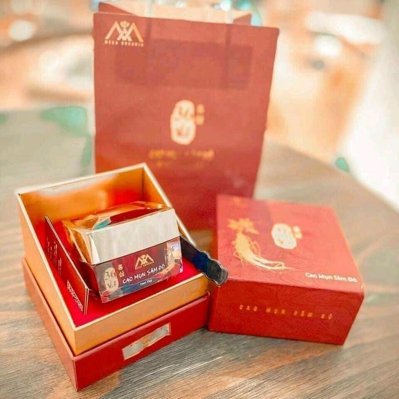 Cao Mụn Sâm Đỏ Chính Hãng - 36 Vị Nhân Sâm, Tam Thất, Bạch Linh, Đương Quy, Đằng Sâm, Linh Chi, Tinh Dầu Gấc, Vitamin E
