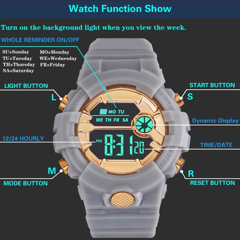 Product Introduction of Đồng Hồ Đeo Tay Thể Thao Reloj Cho Nam, Thời Trang Mới, Màn Hình Điện Tử, Không Thấm Nước, Lcd, Kỹ Thuật Số, Đồng Hồ Bấm Giờ, Ngày Tháng, Cao Su 26